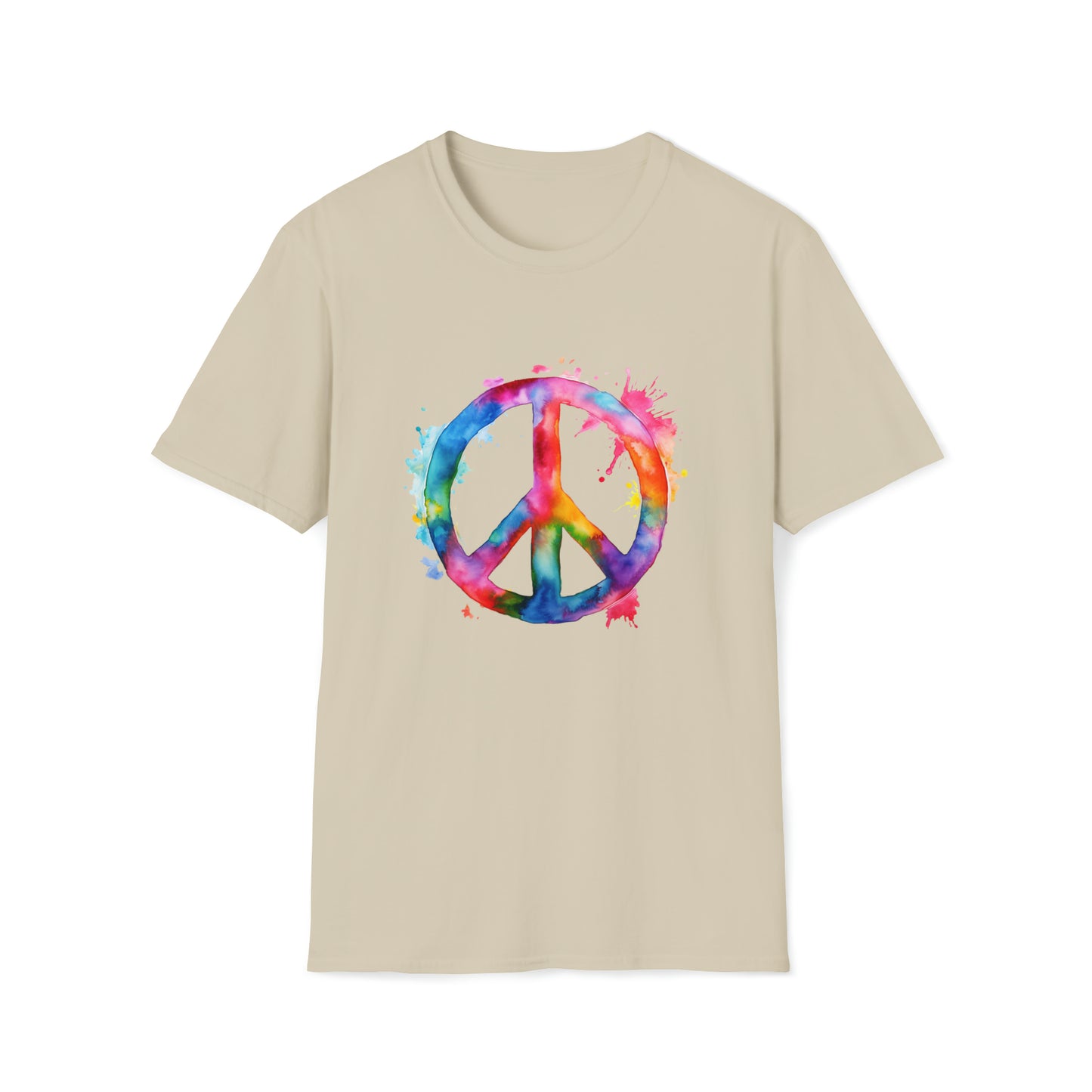 Watercolor Peace Sign - Unisex Softstyle T-Shirt