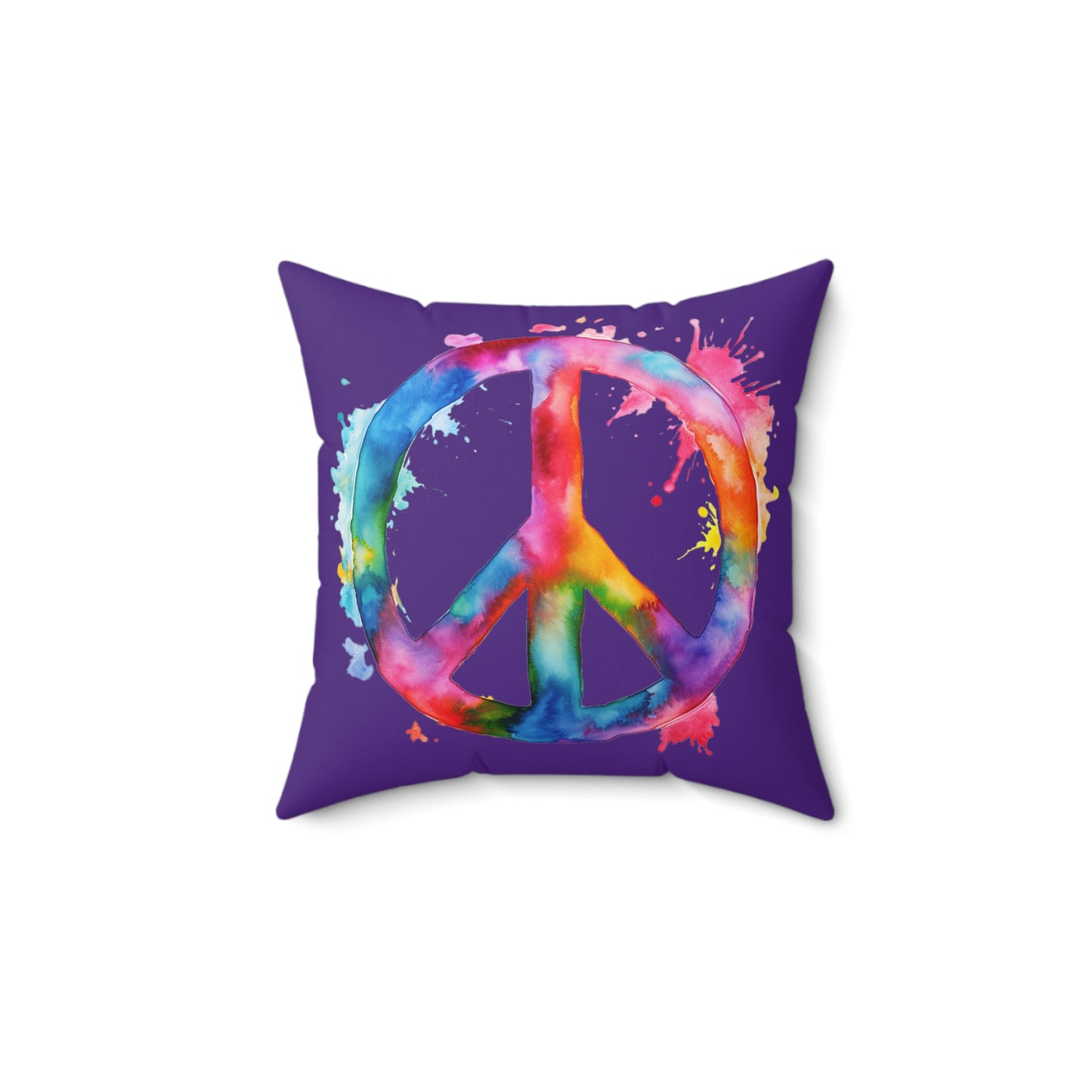 Watercolor Peace Sign - Spun Polyester Square Pillow