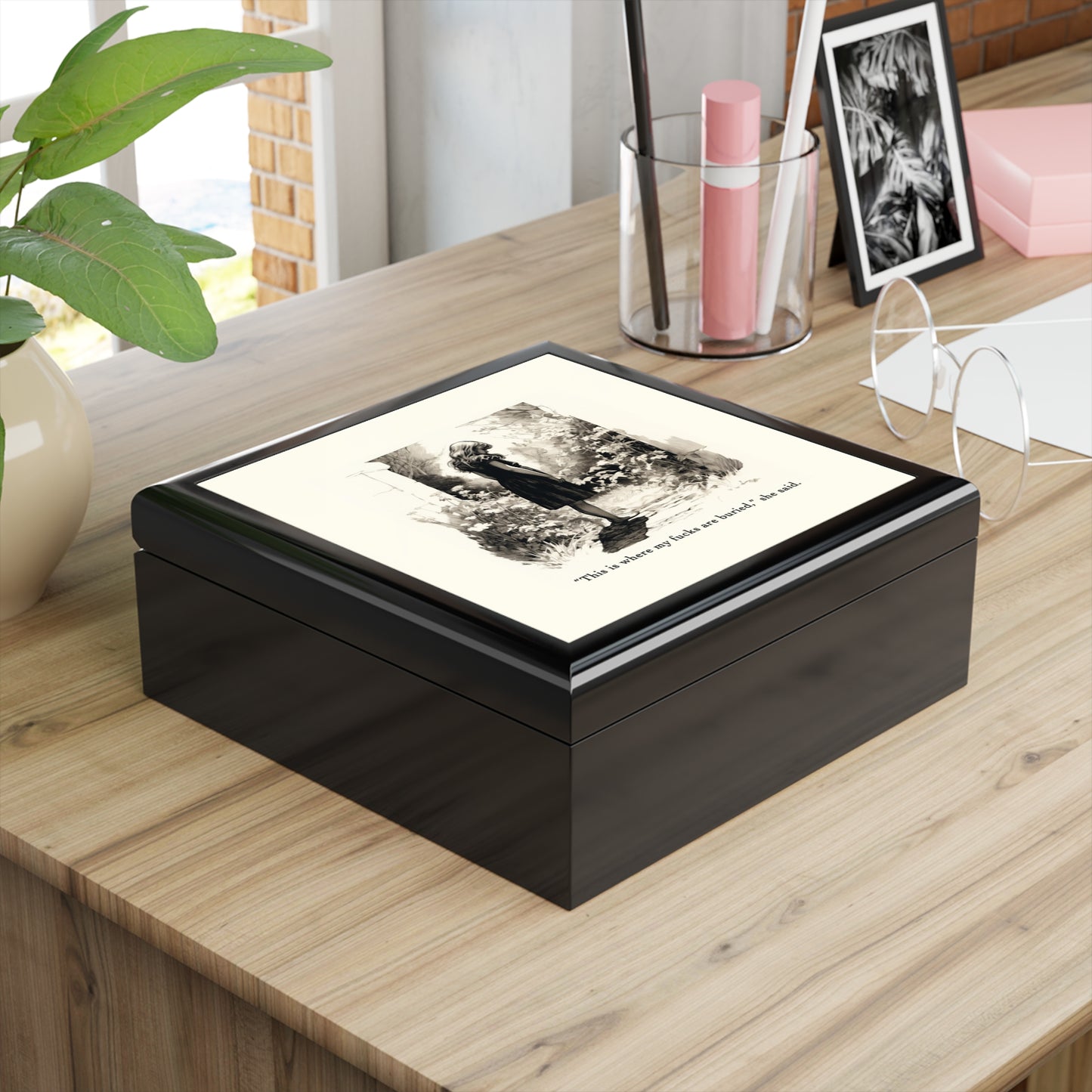 This is Where My F***s are Buried, She Said - Rubberwood Jewelry Box