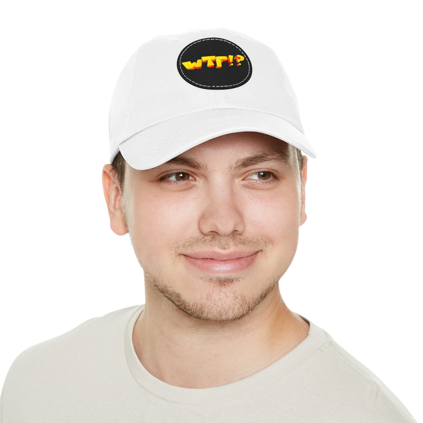 WTF!? - Dad Hat with Leather Patch (Round)