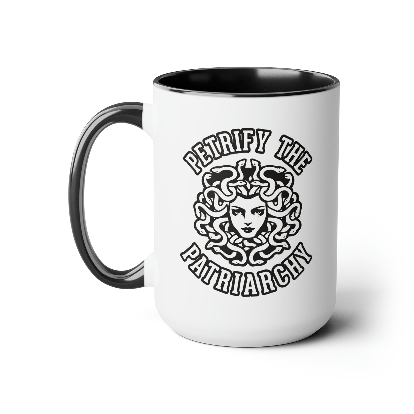 Petrify the Patriarchy - Two-Tone Coffee Mugs, 15oz