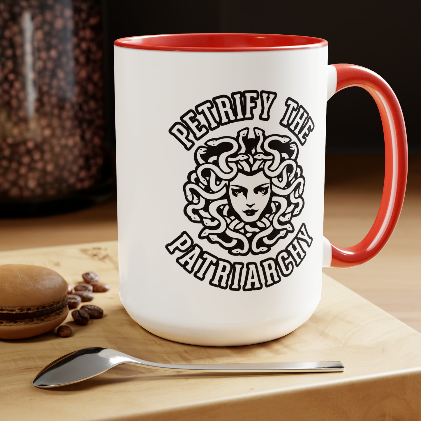 Petrify the Patriarchy - Two-Tone Coffee Mugs, 15oz