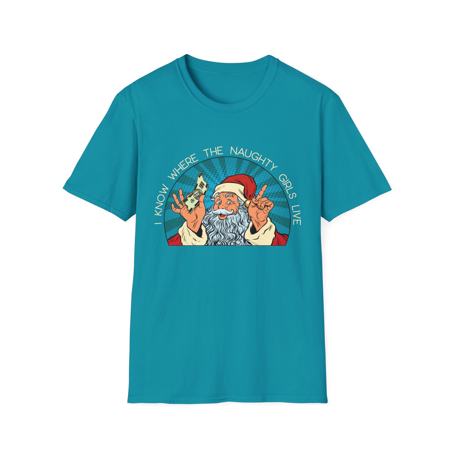 I Know Where the Naughty Girls Live - Light Text - Unisex Softstyle T-Shirt