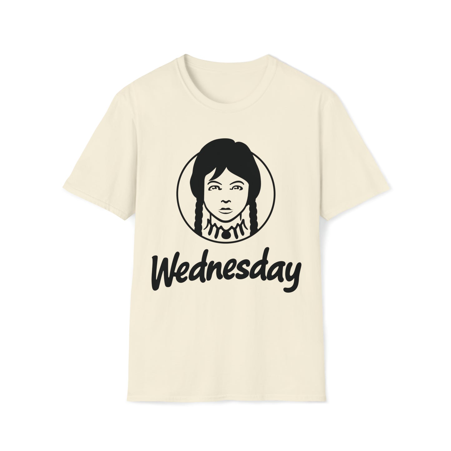 Wednesday Wendy's Mashup - Black Text on Light - Unisex Softstyle T-Shirt