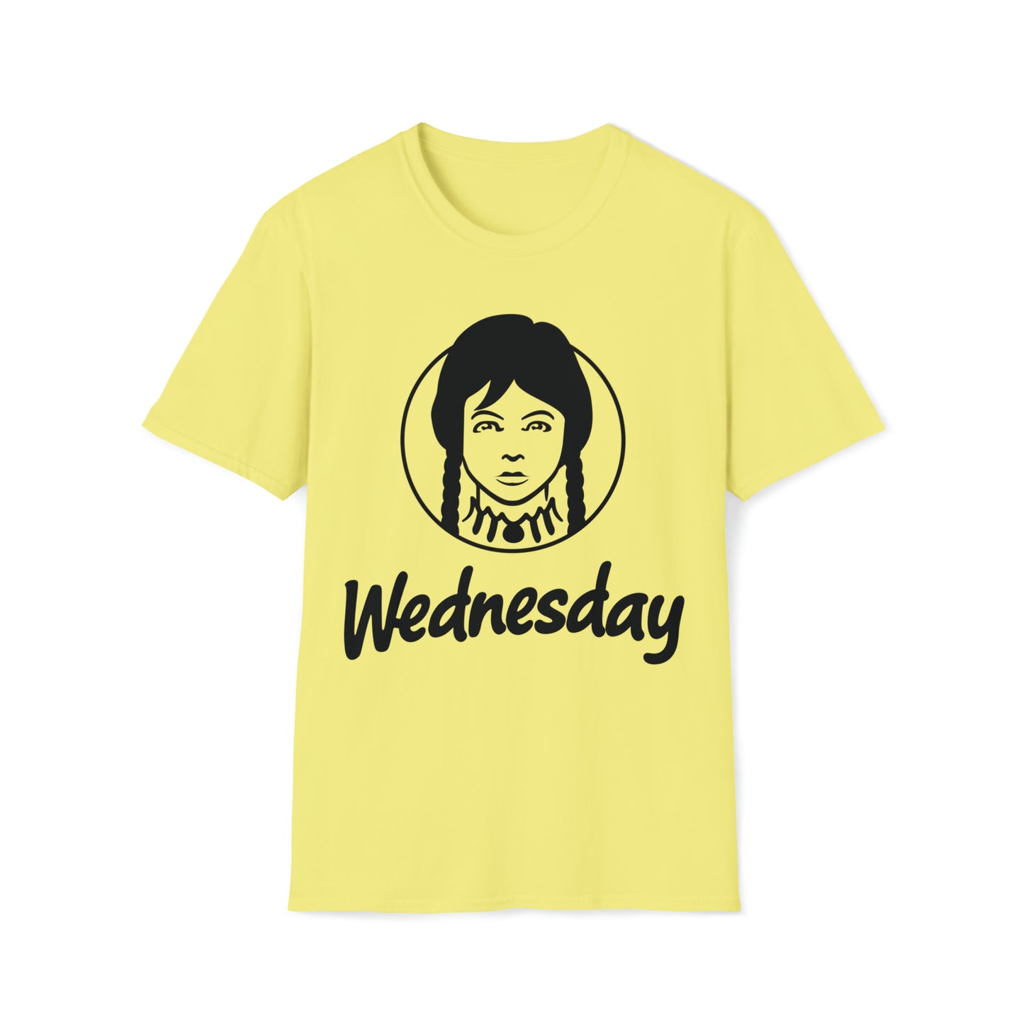 Wednesday Wendy's Mashup - Black Text on Light - Unisex Softstyle T-Shirt