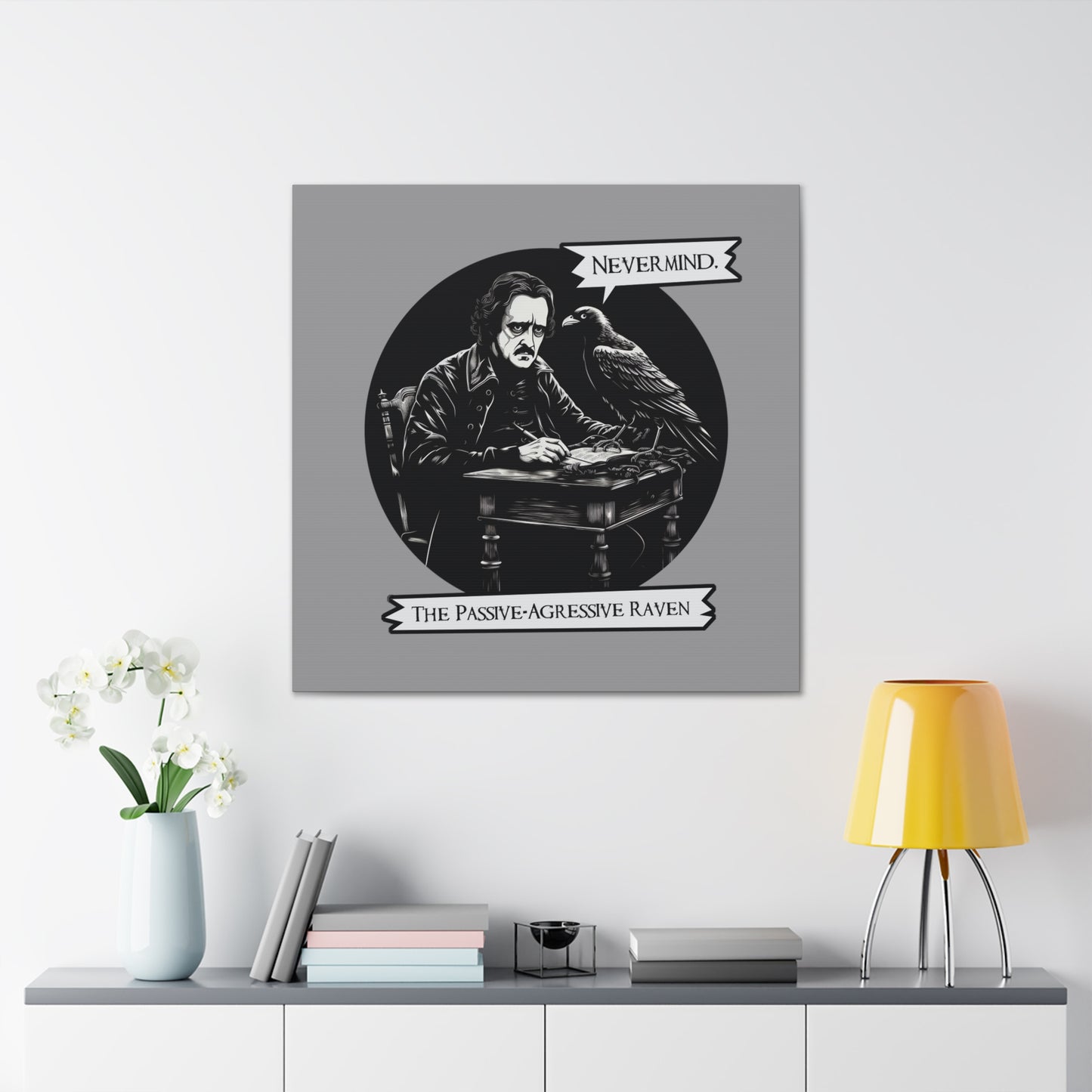 Nevermind - The Passive-Agressive Raven - Canvas Gallery Wraps