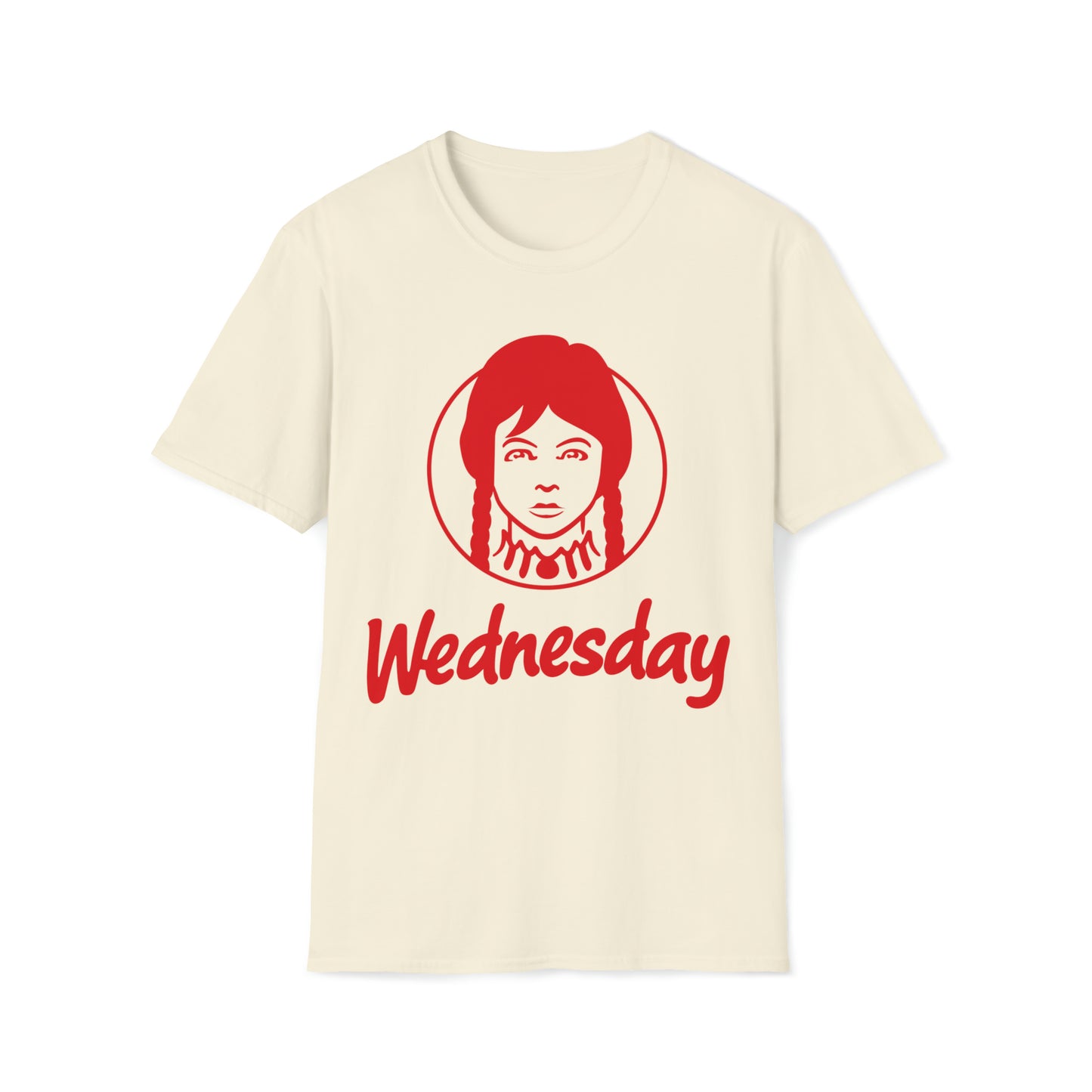 Wednesday Wendy's Mashup - Red Text - Unisex Softstyle T-Shirt
