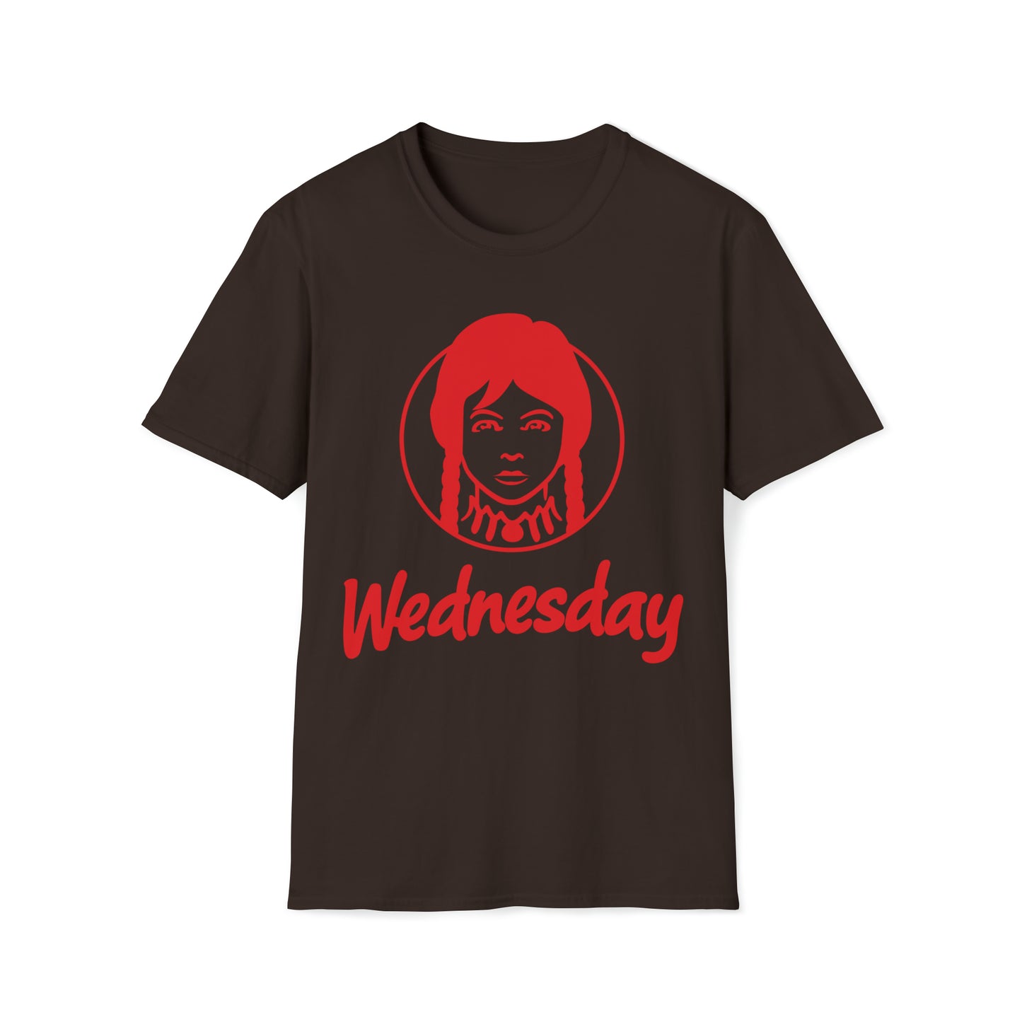 Wednesday Wendy's Mashup - Red Text - Unisex Softstyle T-Shirt