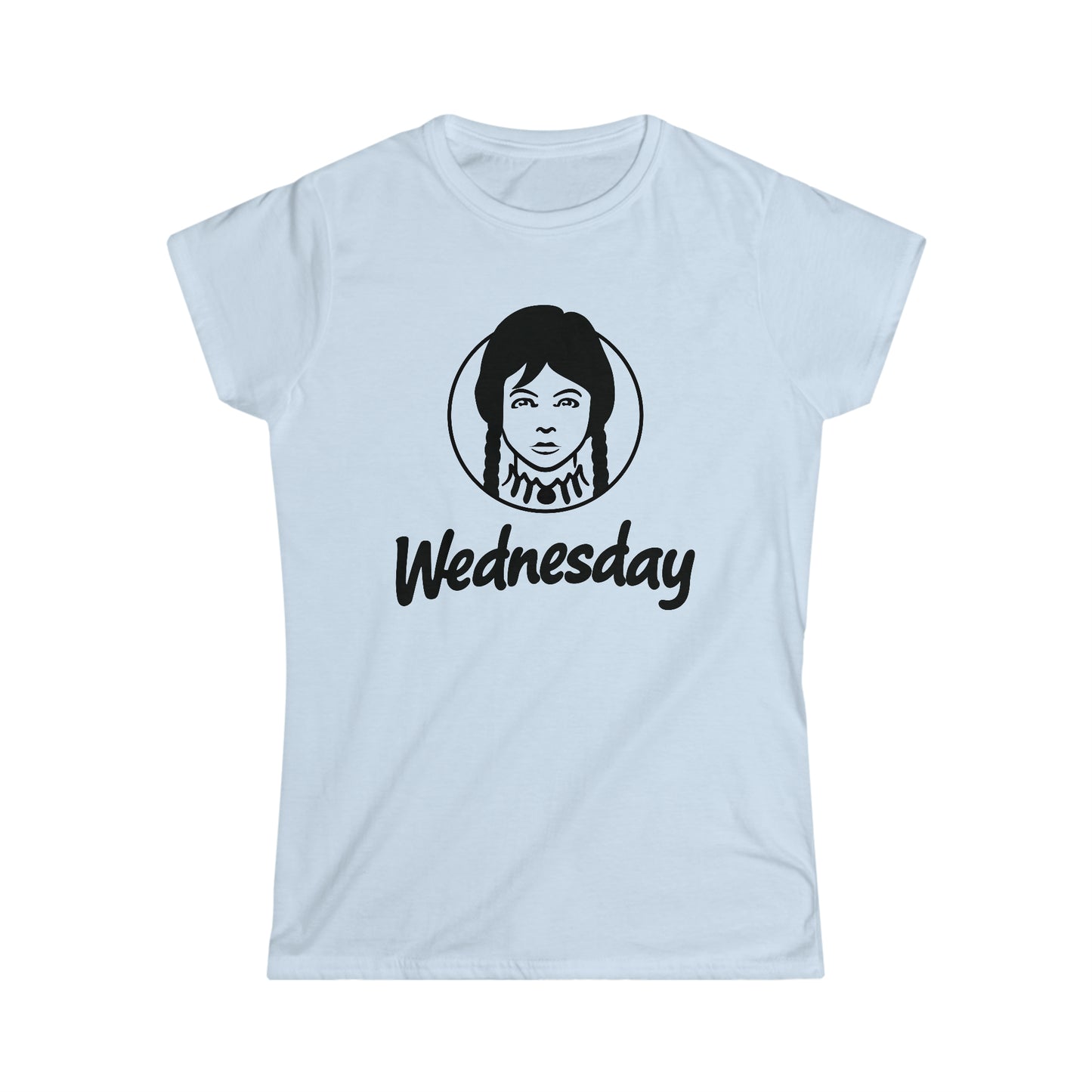 Wednesday Wendy's Mashup - Black Text on Light - Women's Softstyle Tee