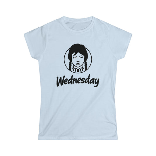 Wednesday Wendy's Mashup - Black Text on Light - Women's Softstyle Tee