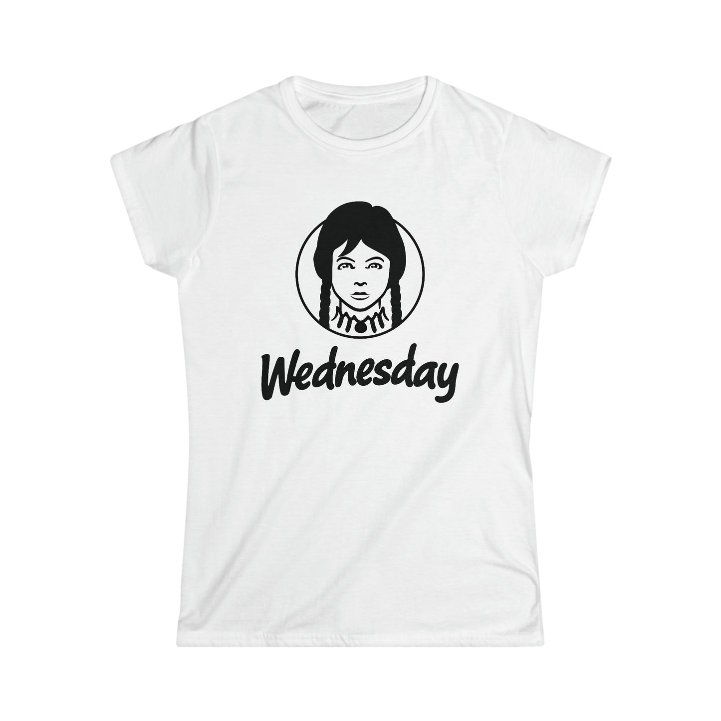 Wednesday Wendy's Mashup - Black Text on Light - Women's Softstyle Tee