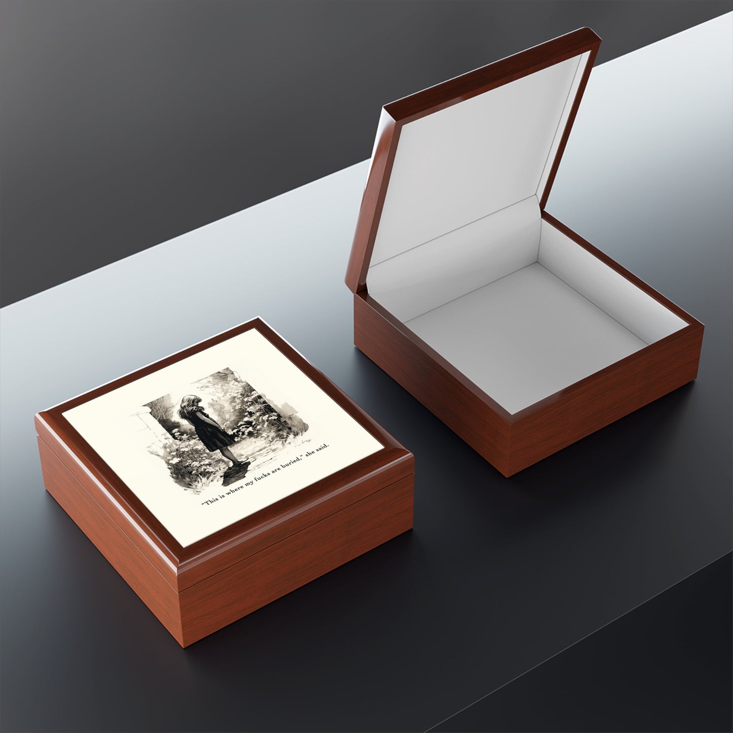 This is Where My F***s are Buried, She Said - Rubberwood Jewelry Box