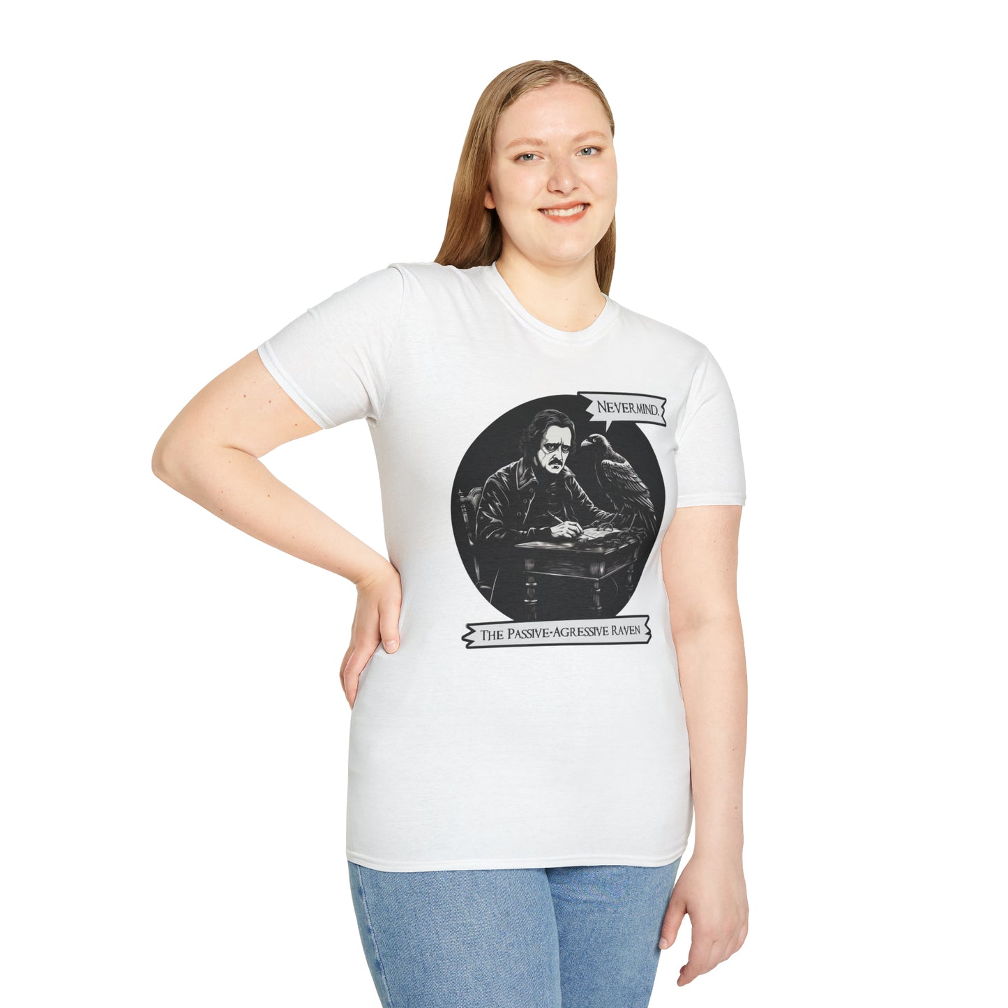 Nevermind - The Passive-Agressive Raven - Unisex Softstyle T-Shirt