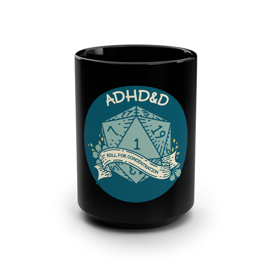 ADHD&D - Black Mug, 15oz