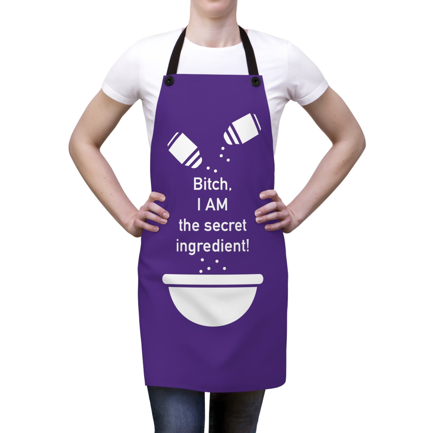 B!tch, I AM the Secret Ingredient! - White on Purple - Apron (AOP)