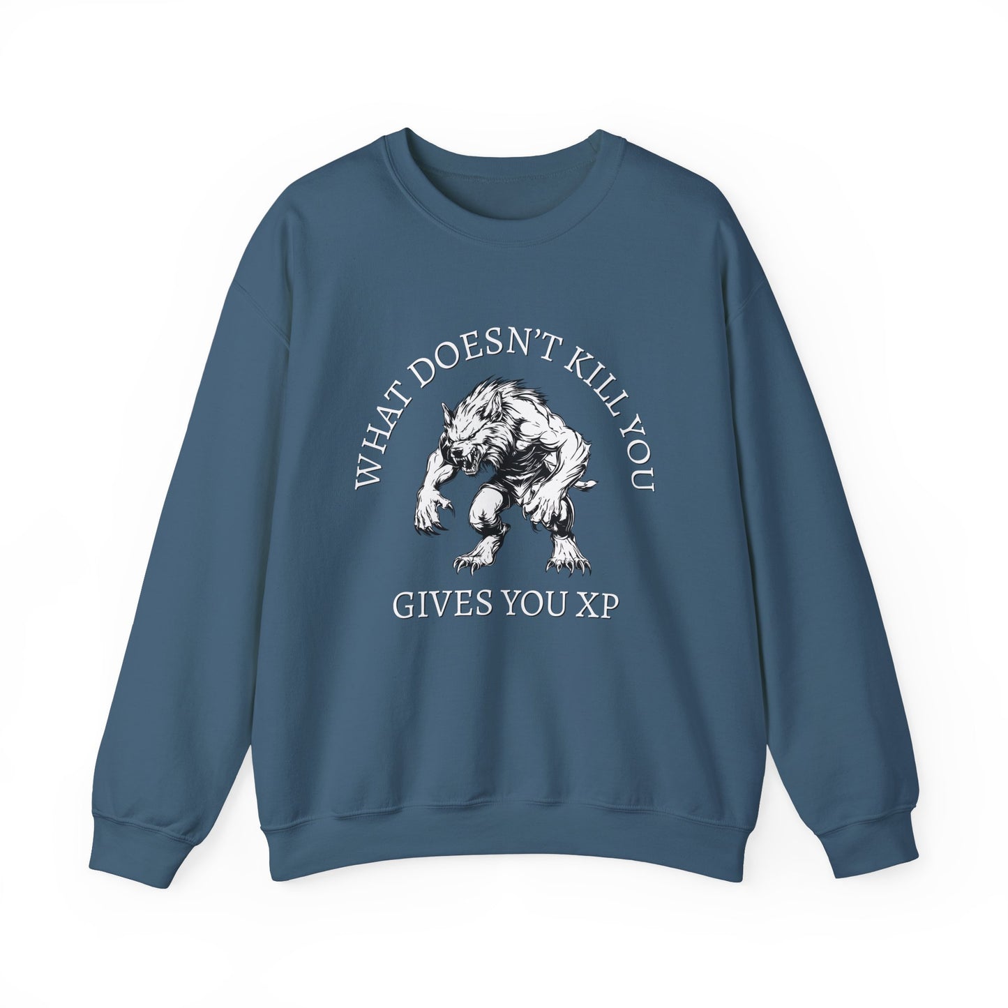 What Doesn't Kill You, Gives You XP - Light Text - Unisex Heavy Blend™ Crewneck Sweatshirt