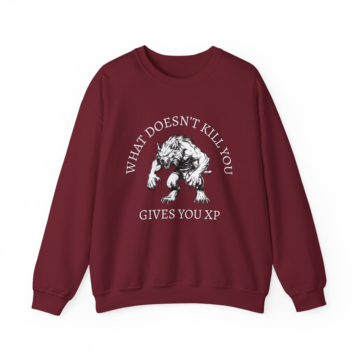 What Doesn't Kill You, Gives You XP - Light Text - Unisex Heavy Blend™ Crewneck Sweatshirt