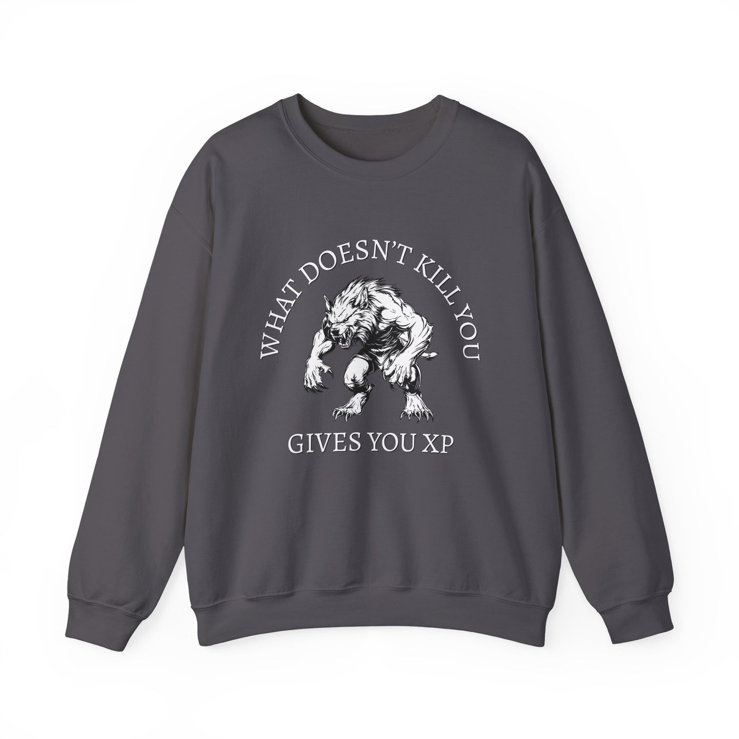 What Doesn't Kill You, Gives You XP - Light Text - Unisex Heavy Blend™ Crewneck Sweatshirt