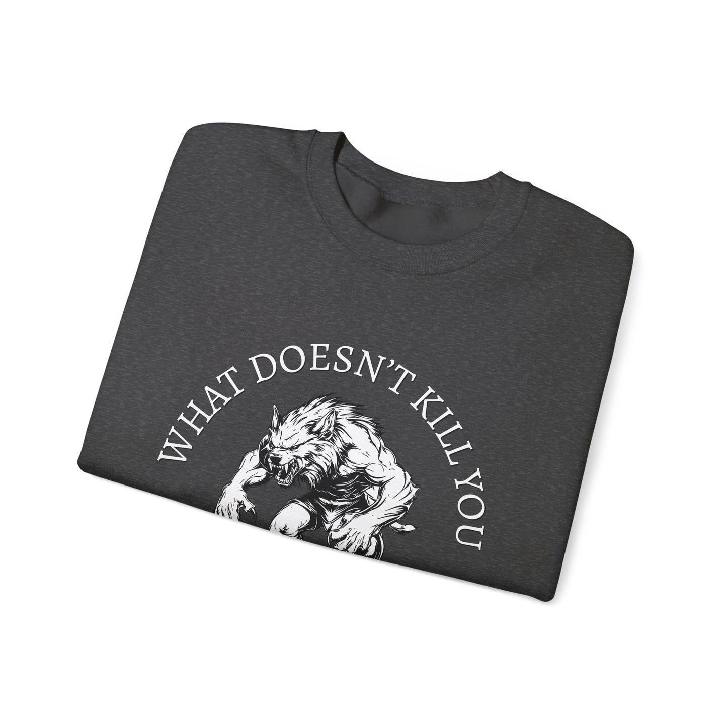 What Doesn't Kill You, Gives You XP - Light Text - Unisex Heavy Blend™ Crewneck Sweatshirt