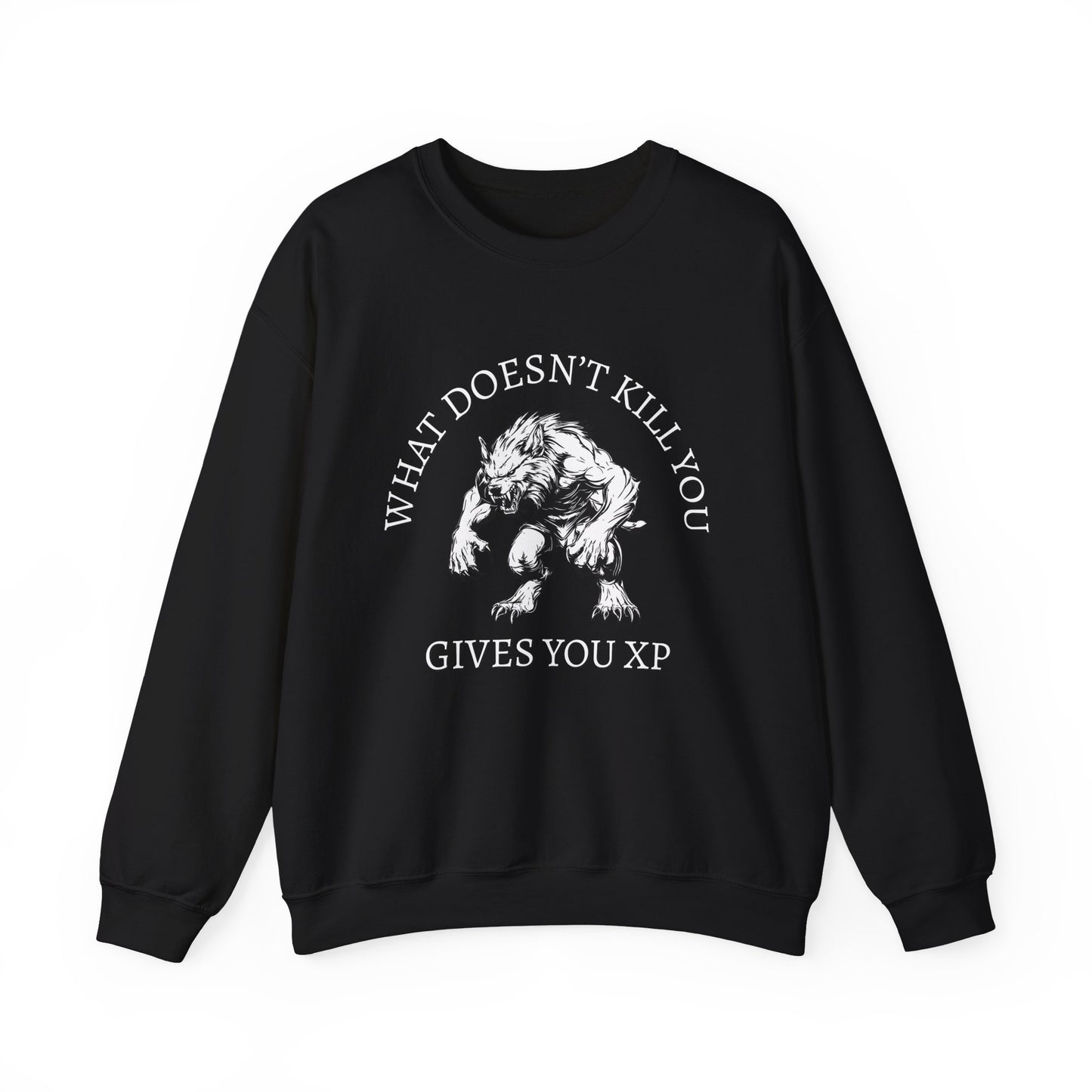 What Doesn't Kill You, Gives You XP - Light Text - Unisex Heavy Blend™ Crewneck Sweatshirt